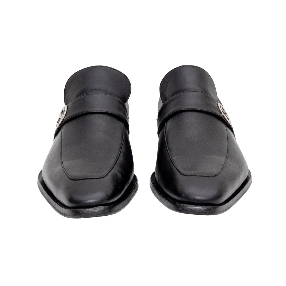 Gucci Broadwick Interlocking GG Logo Dress Loafers Black Men's UK 9.5 D US 10.5